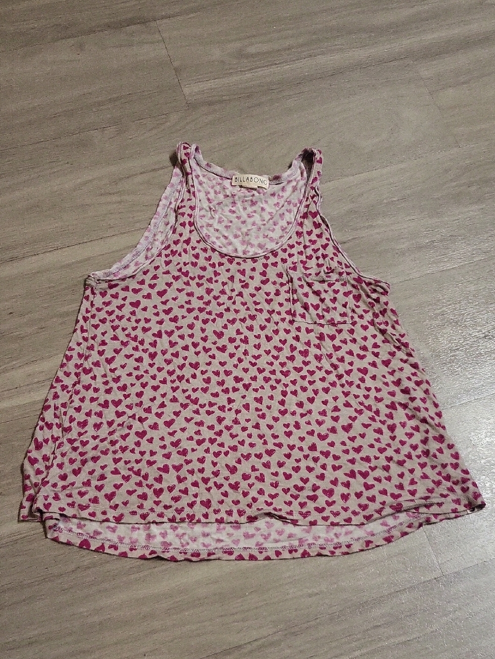 Billabong Pink Heart-Print Racerback Tank